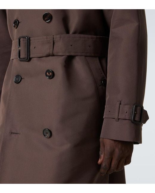 Burberry Brown Check Silk And Cotton Trench Coat for men