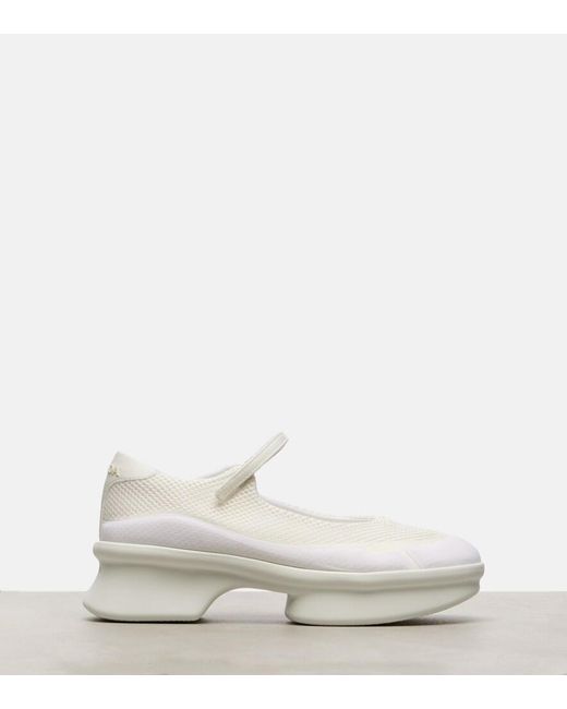 Prada White Wavy Mesh Mary Jane Flats