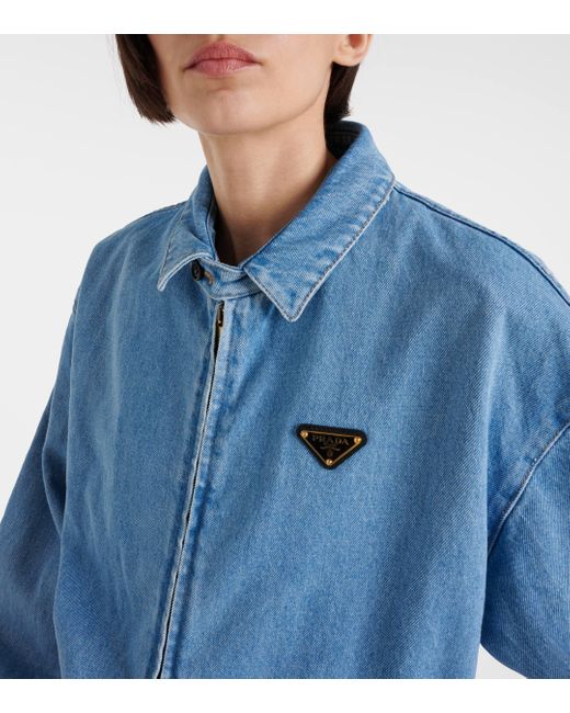 Prada Blue Enamel-logo Denim Jacket