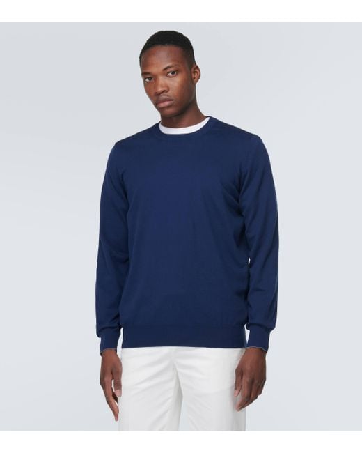 Brunello Cucinelli Blue Cotton Sweater for men