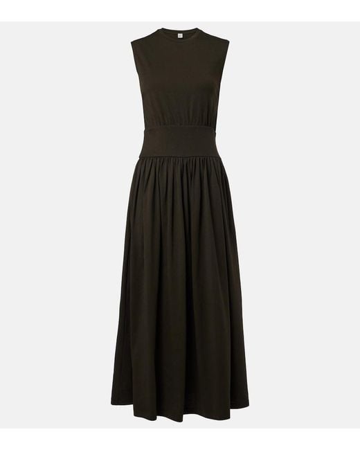 Totême Black Cotton Jersey Maxi Dress