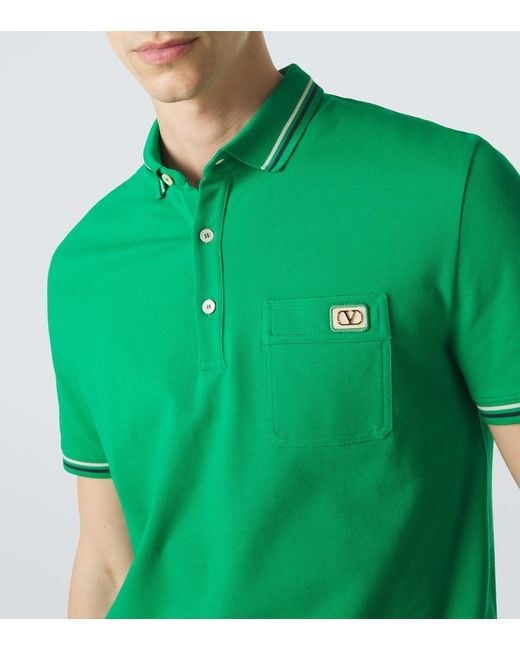 Valentino Green Cotton Pique Polo Shirt for men