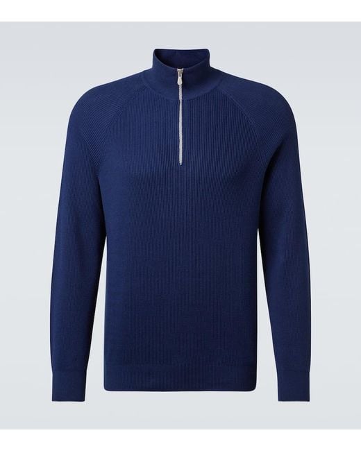Brunello Cucinelli Pullover Aus Rippstrick in Blue für Herren
