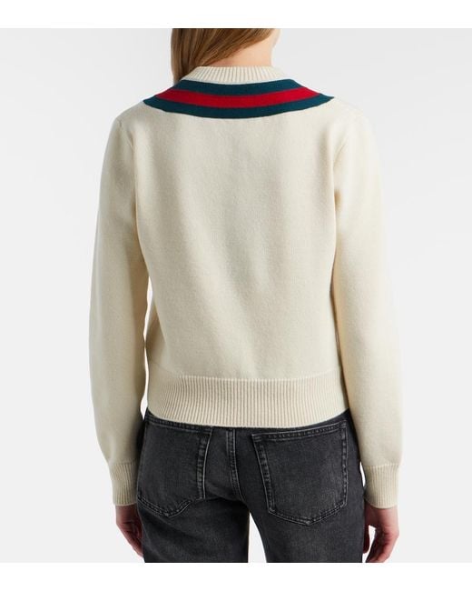 Gucci White Web Stripe Wool Sweater