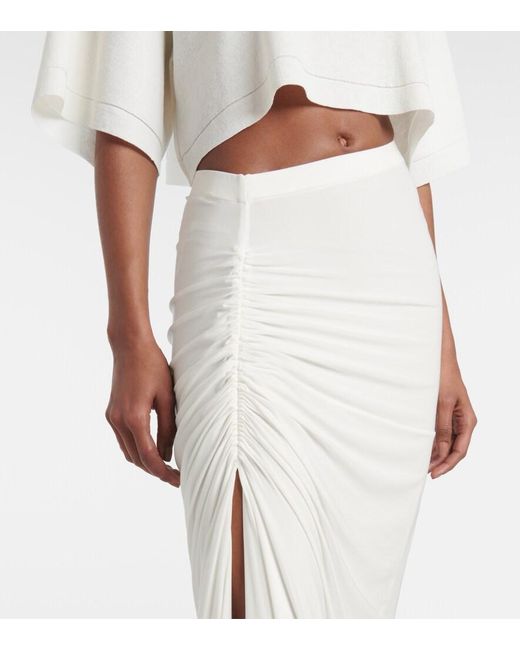 Alaïa White Draped Jersey Maxi Skirt