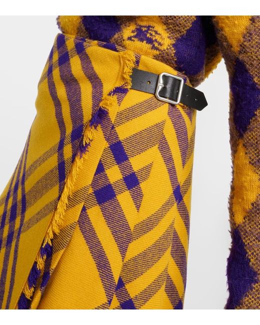 Burberry Checked Wool Wrap Skirt Lyst