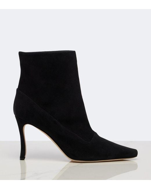 Manolo Blahnik Black Gostatu Suede Ankle Boots