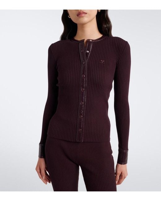 Courreges Blue Ribbed-Knit Cardigan
