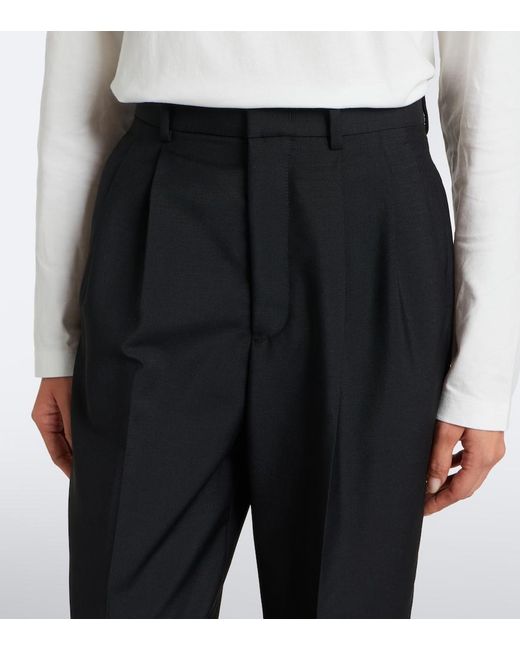 Jil Sander Black Pleated Wool And Mohair Straight Pants