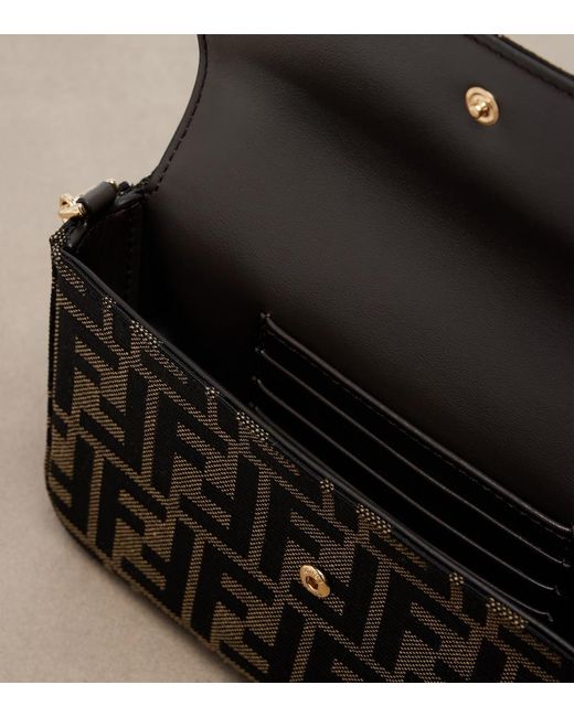 Fendi Black Tube Ff Zucca Jacquard Wallet On Chain