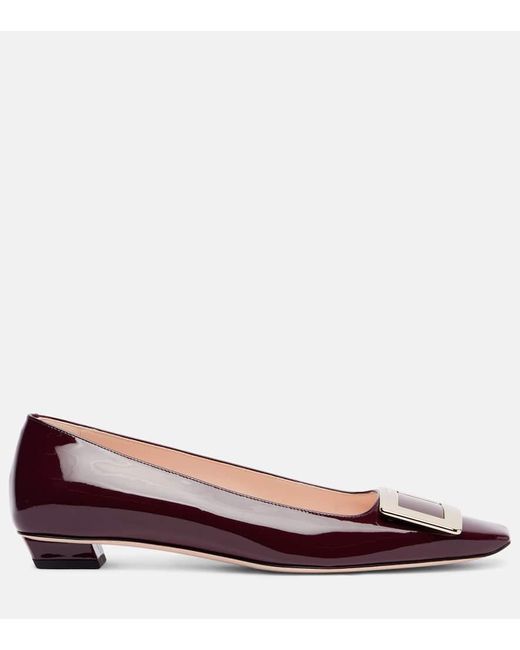 Roger Vivier Red Belle Vivier Patent Leather Ballet Flats