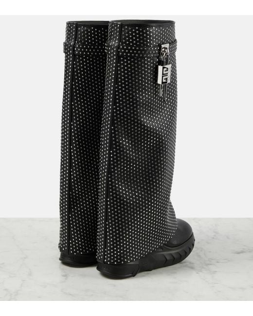 Stivali Shark Lock Biker di pelle fiore di Givenchy in Black