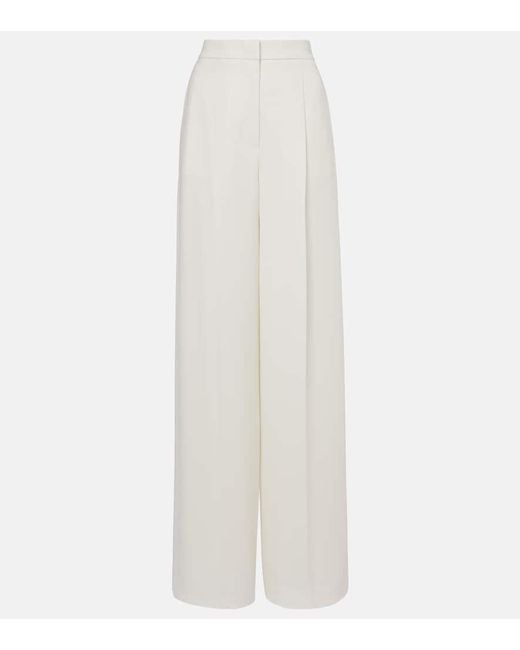 Max Mara White Manetta High-Rise Cady Wide-Leg Pants