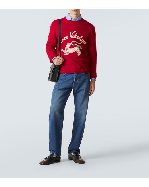 Valentino Red Chez Virgin Wool Sweater for men