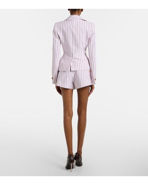 Vivienne Westwood White Elle Pinstripe Cotton Shorts