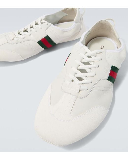 Gucci Metallic Flex Leather And Suede Sneakers for men