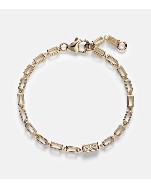 Suzanne Kalan Metallic Block-Chain 18Kt Bracelet With Diamonds