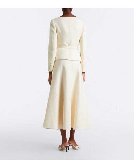 Roland Mouret White Boucle Midi Skirt