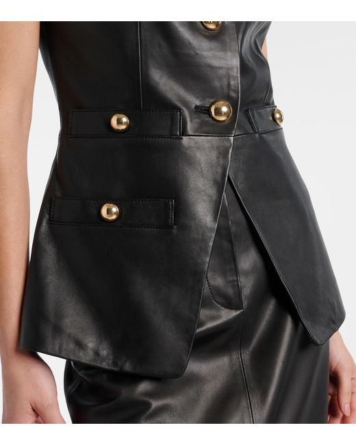 Veronica Beard Black Weste Tamara Aus Leder