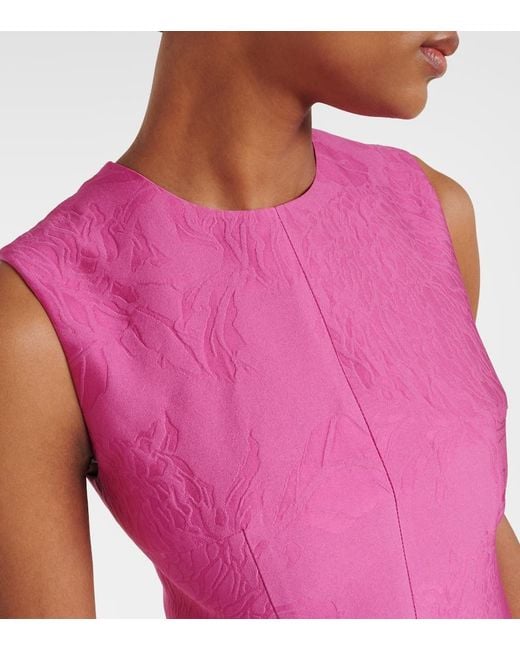 Emilia Wickstead Pink Midikleid Mara Aus Jacquard