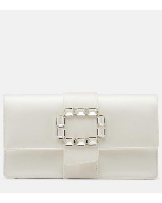 Manolo Blahnik Natural Maycapjou Embellished Satin Clutch