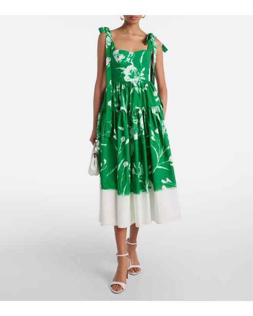Erdem Green Midikleid Aus Baumwollpopeline