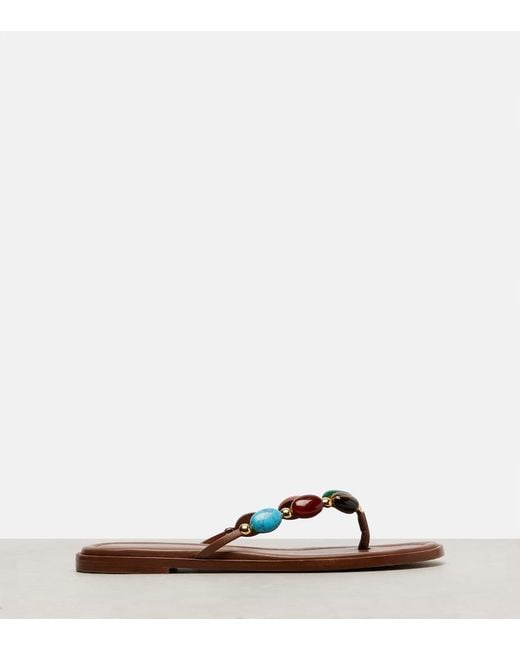 Gianvito Rossi Brown Shanti Leather Thong Sandals