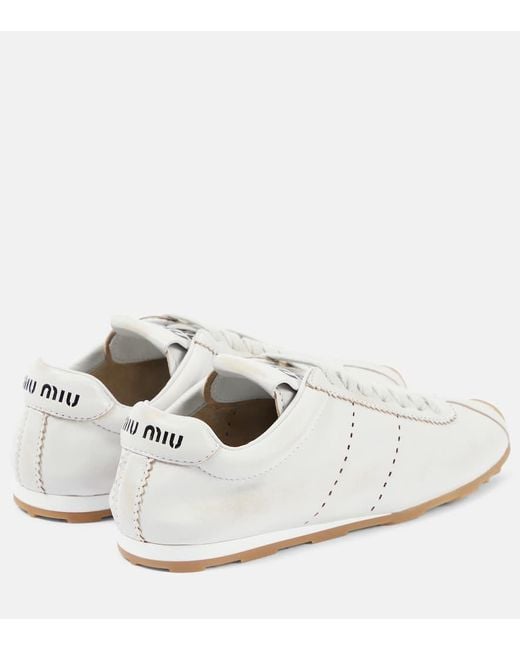 Zapatillas De Piel Miu Miu de color White
