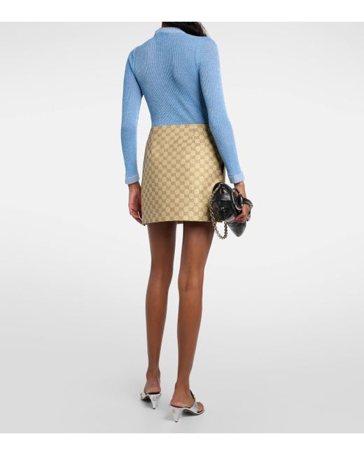 Mini-jupe en toile GG a paillettes Gucci en coloris Natural