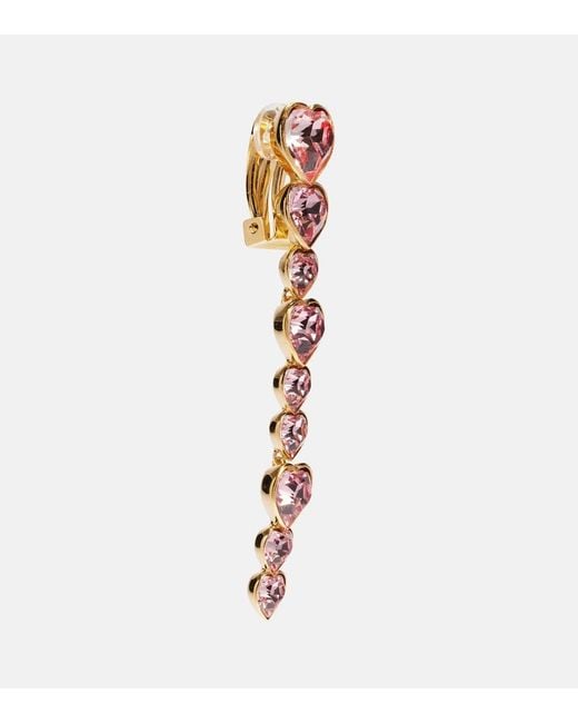 Oscar de la Renta White Crystal-Embellished Clip-On Earrings