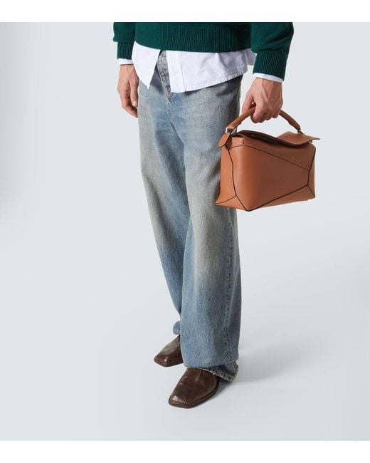 Loewe Brown Puzzle Small Leather Shoulder Bag for men
