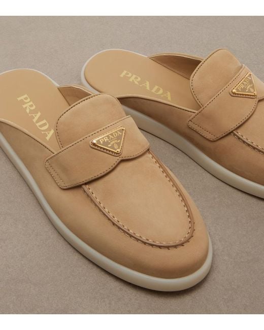 Prada Natural Suede Mules