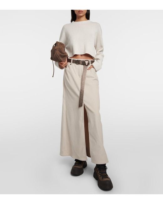 Brunello Cucinelli Natural Cotton Corduroy Maxi Skirt