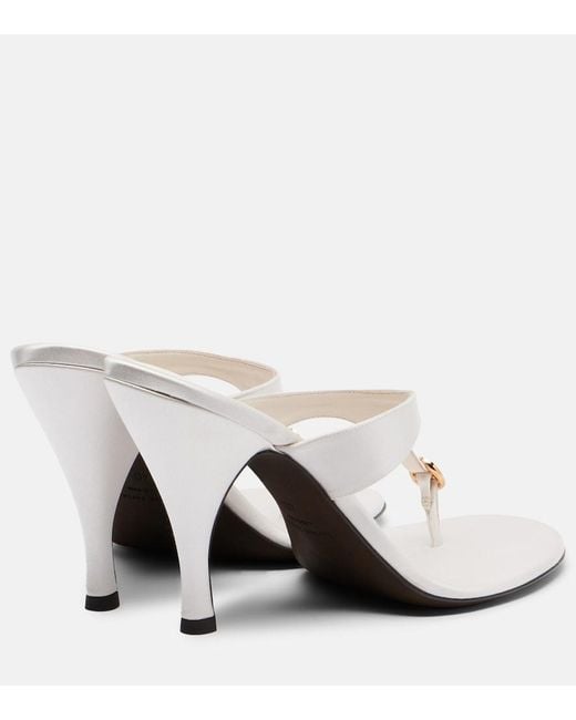 Herbert Levine White Kiss And Tell Embellished Satin Thong Sandals