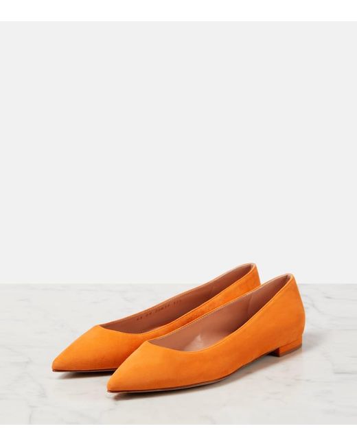 Gianvito Rossi Orange Gianvito Suede Ballet Flats