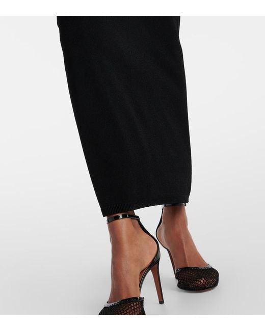 Alaïa Black Vienne Slim-Fit Knitted Maxi Dress