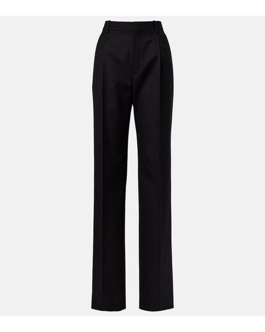Saint Laurent Black Wool Wide-Leg Pants