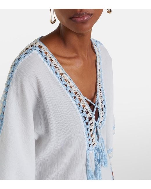 Caftan De Algodon Con Croche Anna Kosturova de color White