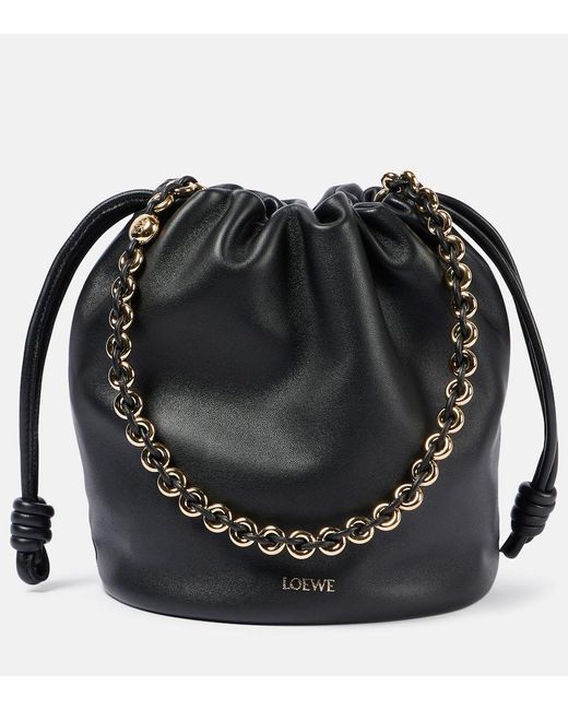 Loewe Black Bucket-Bag Flamenco Small aus Leder