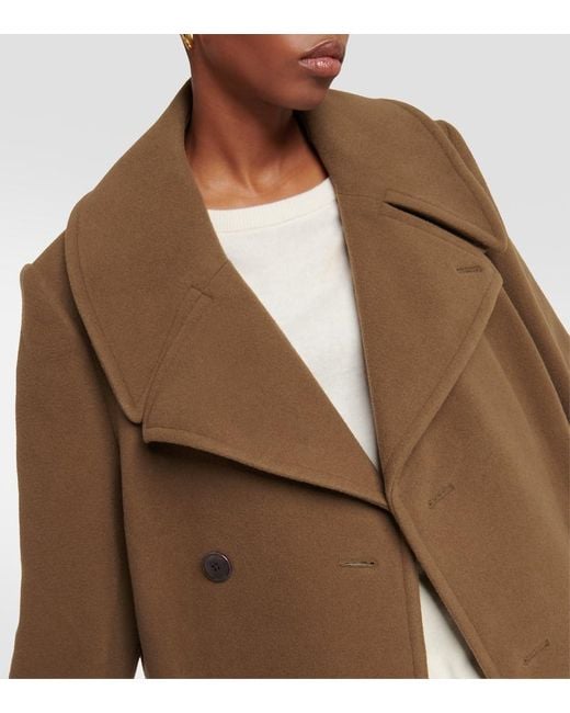 Abrigo de lana cropped Lemaire de color Brown