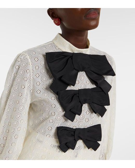 Valentino Black Mossi Bow-Detail Cotton Top