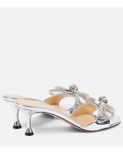 Mules Double Bow En Cuir Metallise Mach & Mach en coloris Natural