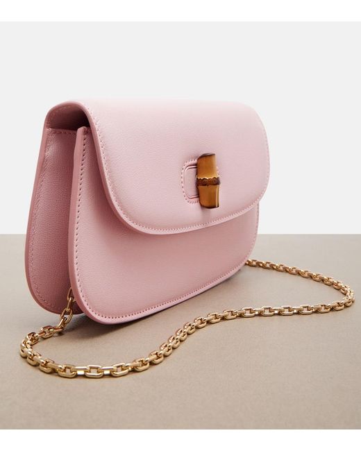 Gucci Pink Bamboo Leather Clutch