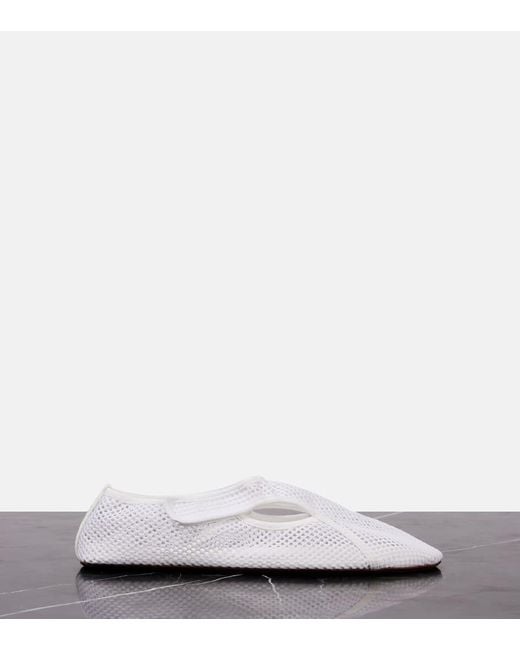 Alaïa White Ballerinas Aus Mesh Mit Leder