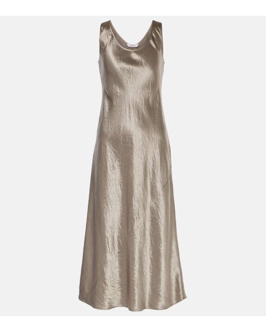 Max Mara Natural Talete Satin Maxi Dress