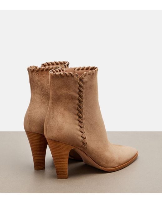 Gianvito Rossi Brown Leather-Trimmed Suede Ankle Boots