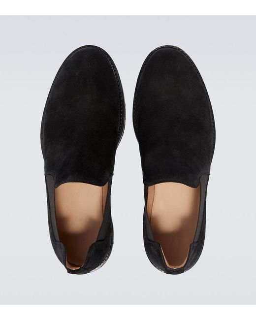 The Row Black Parker Suede Slip-On Shoes for men