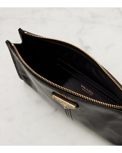 Prada Black Logo Leather Pouch