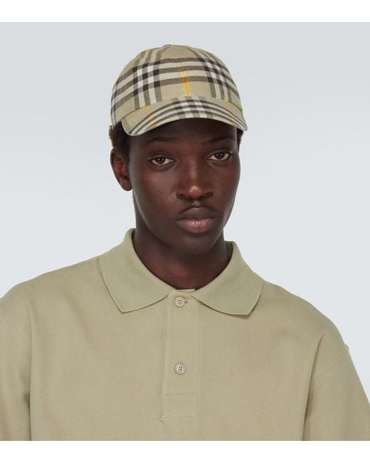 Burberry Metallic Check Cotton Baseball Cap for men