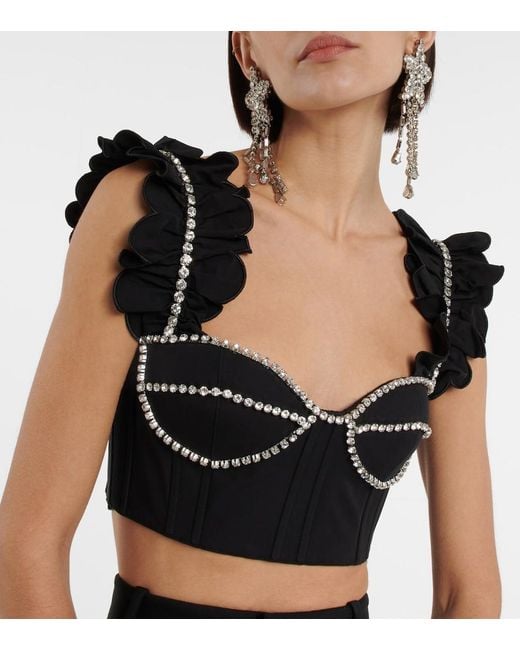Area Black Poplin Ruffle Bustier